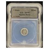 Icg .999 Fine Silver Egyptian Montu, 1g, Icg Ms70