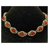 Kramer Ruby Red Crystal Rhinestone Choker Necklace