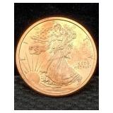 1 Oz Pure Copper, Us Walking Liberty Token Design