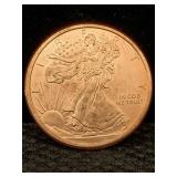 1 Oz Pure Copper, Us Walking Liberty Token Design