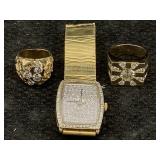 Sammy Davis Jr. Pers. Owned 14k Gold Rings & Watch
