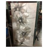 Large flower print on Canvas, approx 30x59in