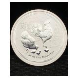 ½ Oz .9999 Silver 2017 50 Cent Year Of Rooster