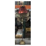 Metal ornate reading lamp w/red shade, approx