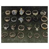 Sterling Silver Rings, Tw 70g, Sz 10, 7, 9.5, 4