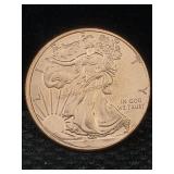1 Oz Pure Copper, Us Walking Liberty Token Design