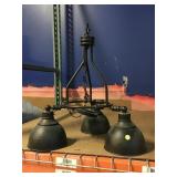 Ceiling hanging light fixture w/3 bulbs, metal