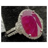Platinum Ruby & Diamond Ring, 5.24ct & 0.53ct,