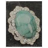 Sterling Vermeil Ring W/emerald & Sapphire 33.42ct