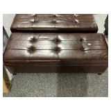Reddish brown Leather bench w/storage, approx