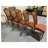 5 Wood Dining Chairs W/Pattern