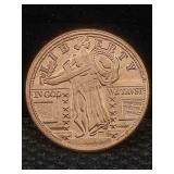 1 Oz Pure Copper, Us Standing Liberty Token Design