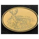 Solid Brass Deer Belt Buckle, Sz 3ï¿½in Long