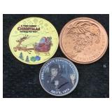 1 Oz Pure Copper Santa Token W/elvis Half Dollar &