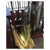 Glass desk w/metal legs, approx 27x47in, missing