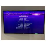 Roku TV TCL 4K 55in TV, model 55US57-W w/wall