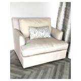 Beige Upholstered Oversized Chair