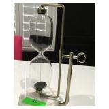 Black Sand Hour Glass. 11in H