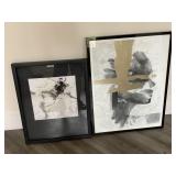 2-Framed decorative prints, approx 25x33in