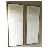 Pair Plaster On Burlap Wall Art.  69x26 each