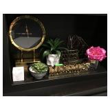 Asstd Home Decor including Faux Plants, Clock and