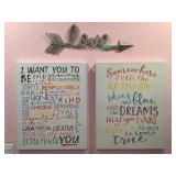 Love metal letter decor w/prints in canvas,