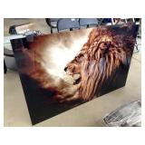 Glass photo print of Lion, approx 40x60in