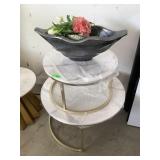 2-Round nesting tables w/center dish, approx