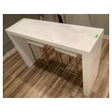 White composite counter w/2 chairs, approx