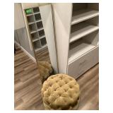 Floor standing mirror w/round ottoman, approx