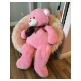 Fluffy Faux Fur Pink Folding Saucer Chair and