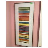 Framed glass decorative wall art, approx 24x55in