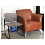Flared Arm Faux Leather Accent Chair and Modern