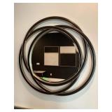 Large Round mirror w/brown and Silver-colored