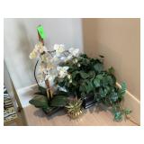 Faux plant decor in vases, approx 26in tall