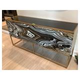 Metal & wood buffet w/glass front doors, approx