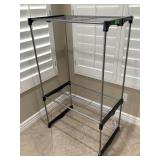 Metal 2-tier organizer rack, approx 31x20x50in