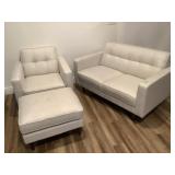 Loveseat and armchair set w/ottoman, approx