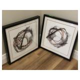 Pair Framed Wall Art Prints 24x24