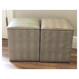 Pair Faux Snakeskin Footstools 12x12x15