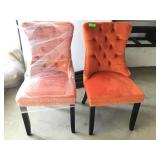 2 Orange Velvet Accent Chairs
