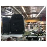Traveling suit cases and army bag, belts and more