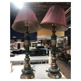Green Marble and Gold Accent Table Lamps