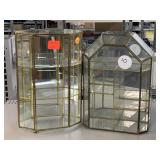 Vintage mini brass and glass displayï¿½s