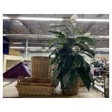 Assorted Wicker Baskets & Plant
