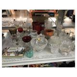 Crystal cut glass and color red ruby glass cups