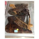 Rustic carved wood Native American Indian head
