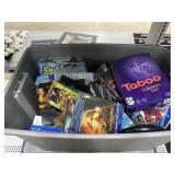Tub full of Blu-ray and DVDs, board games and more