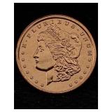 1 Oz Pure Copper, Us Morgan Token Design