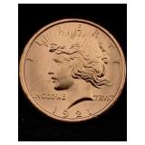 1 Oz Pure Copper, Us Peace Token Design